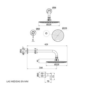 Llave de ducha Italgrif Cartagena con salida española Ligth Cromado