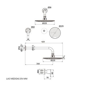 Llave de ducha Italgrif Buzios Lever con salida española Ligth Cromado