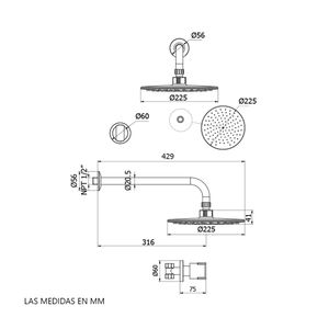Llave de ducha Italgrif Buzios con salida española Ligth Cromado