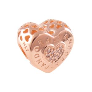 Charm Pandora 787375CZ Rose Logo Love Heart s925