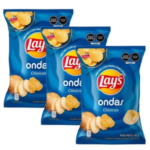 Pack Papas LAY'S Ondas Clásicas Bolsa 140g x 3un