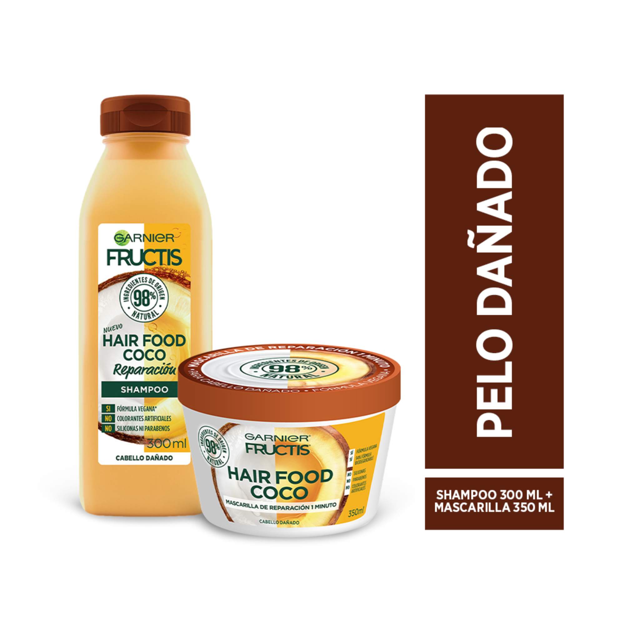 Pack FRUCTIS Hair Food Coco Shampoo Frasco 300ml + Crema de Tratamiento