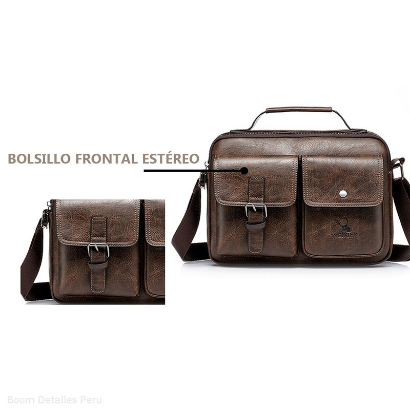 Bolso Maletin Morral Hombre Importado Cuero Pu