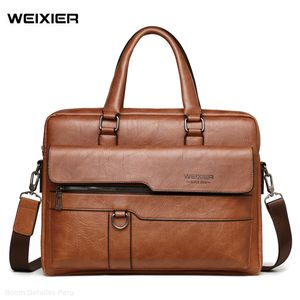Maletin Ejecutivo para Hombre de Cuero con Porta Laptop Weixier Marrón