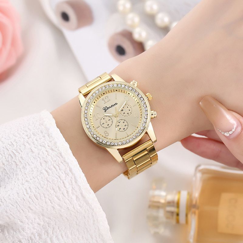 Reloj de Mujer Dorado Geneva An logo Quartz Moda Mujer Regalo