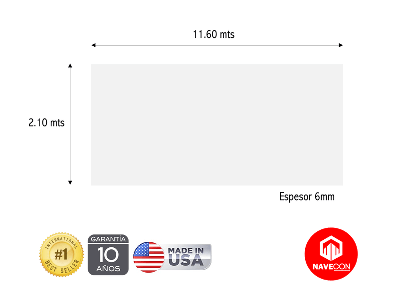 Techo Policarbonato Premium Transparente 6mm 11.60 x 2.10 metros ×