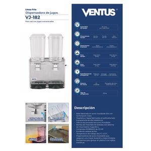Dispensador De Jugos De 2 Tolvas De 18Lts X 2 Ventus
