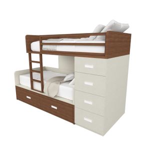 Camarote moderno Vezna MR Muebles Amaderado con Crema 1.5plz