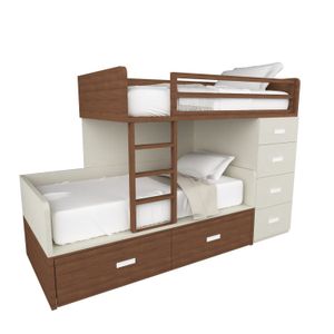 Camarote moderno Vezna MR Muebles Amaderado con Crema 1.5plz