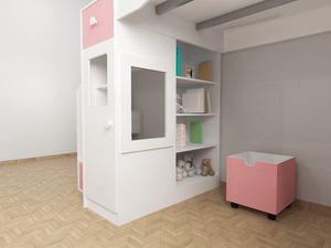 Camarote, Closet y Escritorio Infantil Esmeralda MR Muebles Blanco con Rosado 1.5plz