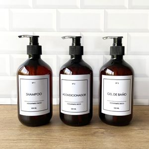 Set de 3 Botellas Dispensadoras para Baño Ámbar HogarMás