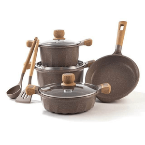 Juego De Olla Roca Volcánica Antiadherente 9pcs MGC