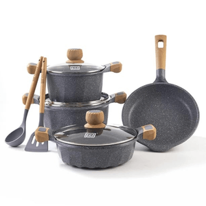 Juego de Olla Roca Volcánica MGC Anti adherente 9pzas Color Gris