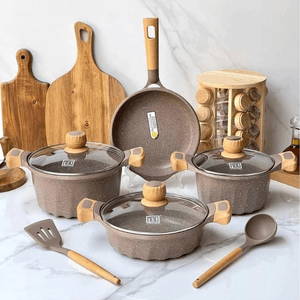 Juego De Olla Roca Volcánica Antiadherente 9pcs MGC