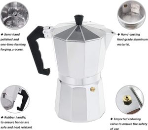 Cafetera Italiana Moka de Aluminio para 12 Tazas