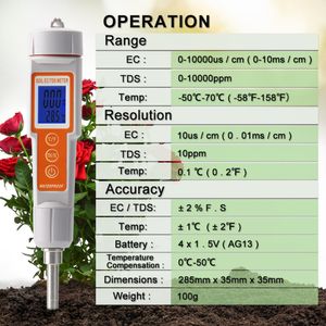 Medidor Conductímetro Conductividad De Suelo EC TDS Temperatura
