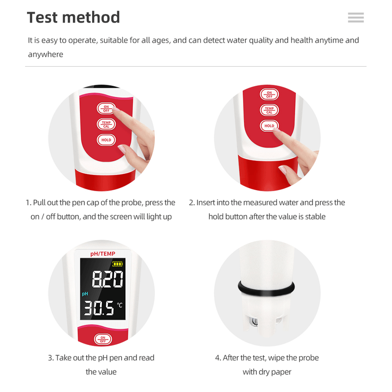 Medidor Digital De Ph Potenciómetro 2 En 1 Ph y Temperatura - Promart