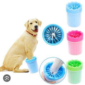 Limpiador Portatil para Patas de Perro Mascota Celeste/Verde
