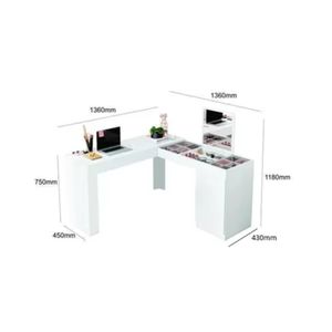 Escritorio + Tocador en L con espejo Altair color Blanco TU MESITA