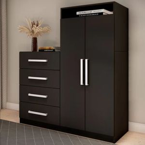 Ropero Moderno 2 puertas 4 cajones Danko color Negro TU MESITA