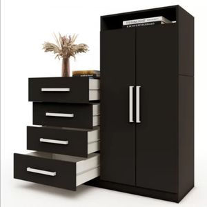 Ropero Moderno 2 puertas 4 cajones Danko color Negro TU MESITA