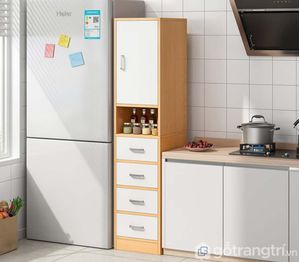 Repostero alto de cocina Multiusos Miranda color Blanco/Duna TU MESITA