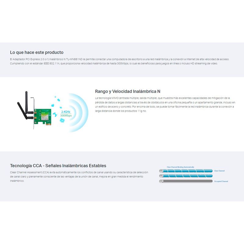 TARJETA RED TP-LINK INALAMBRICA 300M PCI- E TL-WN881ND