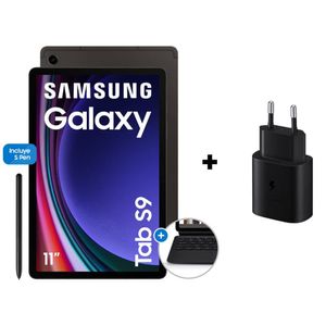 Tablet Samsung Galaxy Tab S9 11" 2560 x 1600 (WQXGA) 256GB, 12GB ram, cámara principal 13MP, frontal 12MP, negro +  cargador