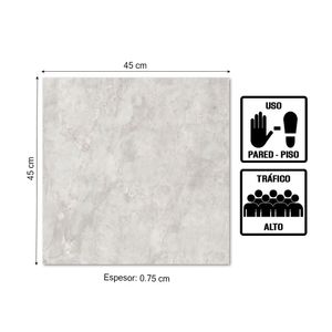 Piso cerámico marmolizado Lucca Gris 45x45 2.08m2