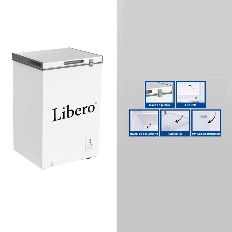 Congeladora 100 Litros Blanco Lfh-101 Libero - Real Plaza