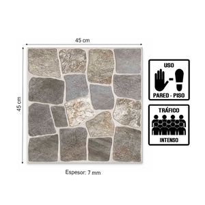 Piso Cerámico Tipo Piedra Laja Gris 45x45cm 2.23m2 Celima