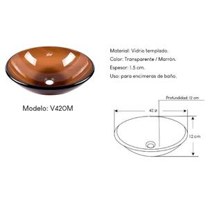 Ovalín de Vidrio XM V420R Marrón