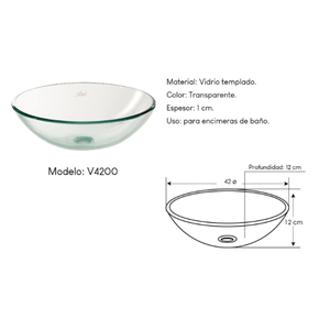 Ovalín de Vidrio XM V4200 Transparente