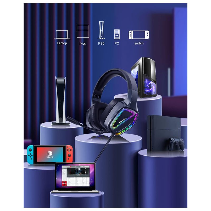 Auriculares Gaming con LED y control de volumen para consola PS4, XBOX y PC  Azul, Cascos