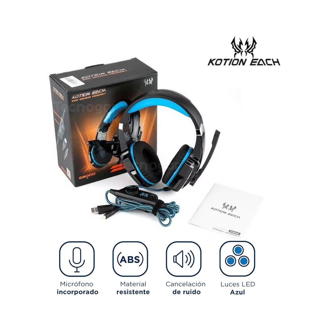 Audifonos Gamer Pro - Kotion - Para Pc Laptop Y Celular - Azul