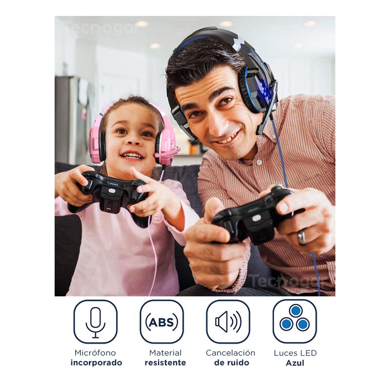 Audífonos Gamer con Luz LED RGB Micrófono para PC PS4 Laptop Xbox Nintendo  y Celular - SQ-GM18