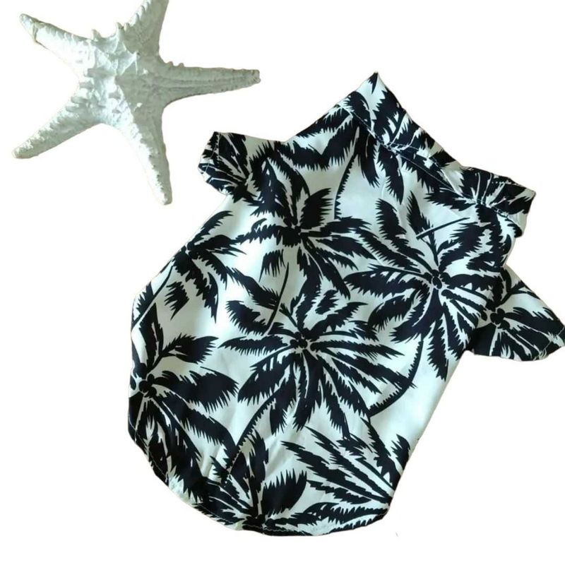 Camisa Hawaiana Negra para Mascotas Talla 4 Real Plaza