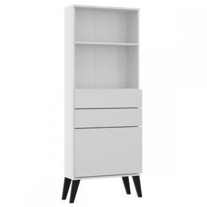 Vitrina funcional 1 puerta 2 cajones Evangelina color Blanco TU MESITA