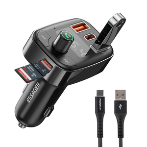 Adaptador Bluetooth Mp3 Llamada Cargador Transmisor Fm + Cable Tipo C