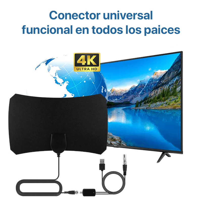 Antena Digital Tv Tdt Canales Hd Ultra Plana Con Amplificador I