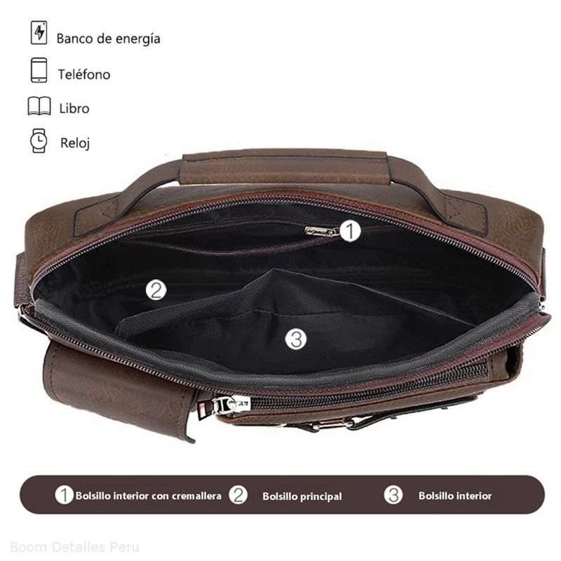 Bandolera Hombre Cuero Impermeable Morral Weixier Porta Tablet - Marrón  Oscuro