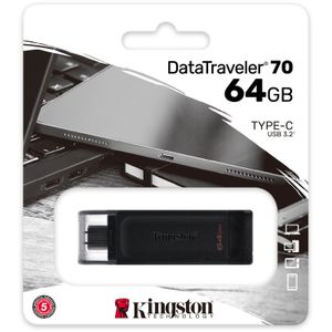 USB-C 3.2 Gen 1 Kingston 64GB DataTraveler 70 - DT70/64GB