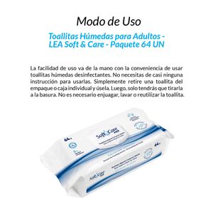 Toallitas Húmedas para Adultos Lea Soft & Care 64 Unidades 3 Paquetes