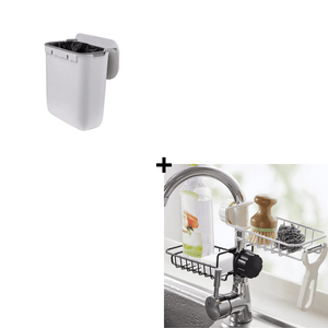 Combo Basurero Gabinete de 9 Litros + Estante Organizador para Grifo de Cocina