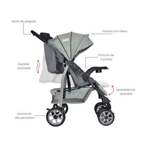 Coche Multiposiciones Para Bebe Baby Circus Gris