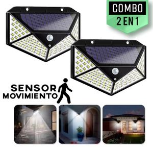 Combo Lampara Solar con Sensor de Sscuridad y Movimiento Luz 100 Leds