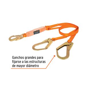 Línea De Vida Con Amortiguador Doble Brazo Gancho Grande Ansi Truper 10509