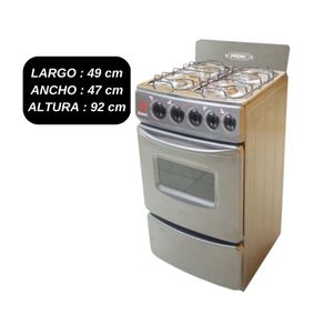 Cocina 4 Hornillas con Horno y Respaldar Gris Modelo Sami "20+ Encendedor de Cocina