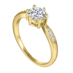 Anillo de Compromiso de Plata bañado en Oro 18k Mod 363 Talla 8
