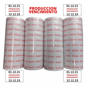 Caja de 50 Mil Etiquetas de  Producción Vencimiento para Etiquetadoras Mx600 y Yh689
